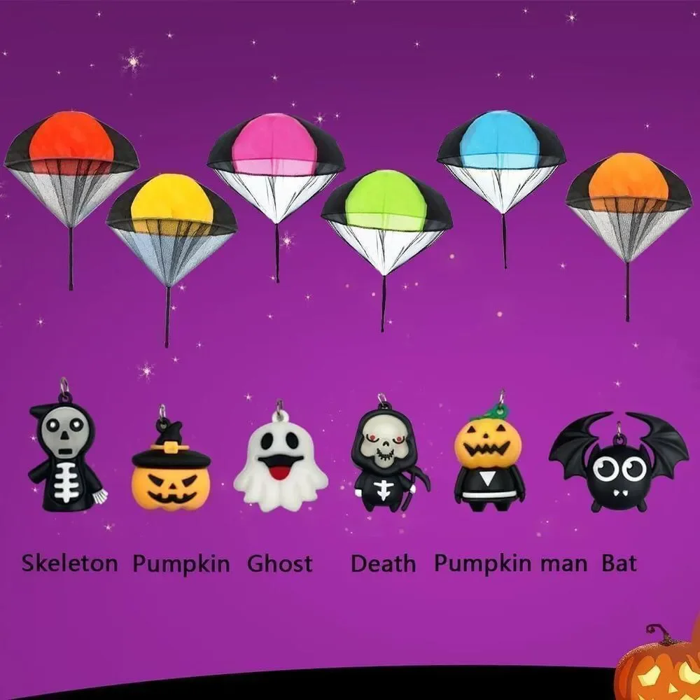 Bundle of 6 Pack Halloween Parachute Toys & 360 Halloween Temporary Tattoos